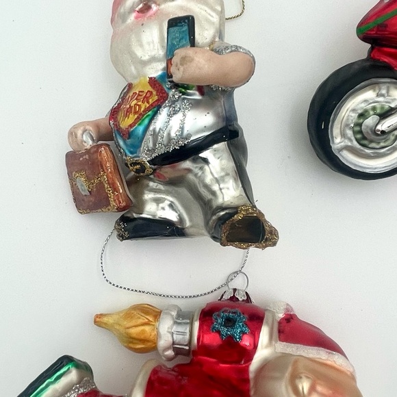 Set of 5 Glass Blown Metallic Christmas Holiday Ornaments - Picture 6 of 6